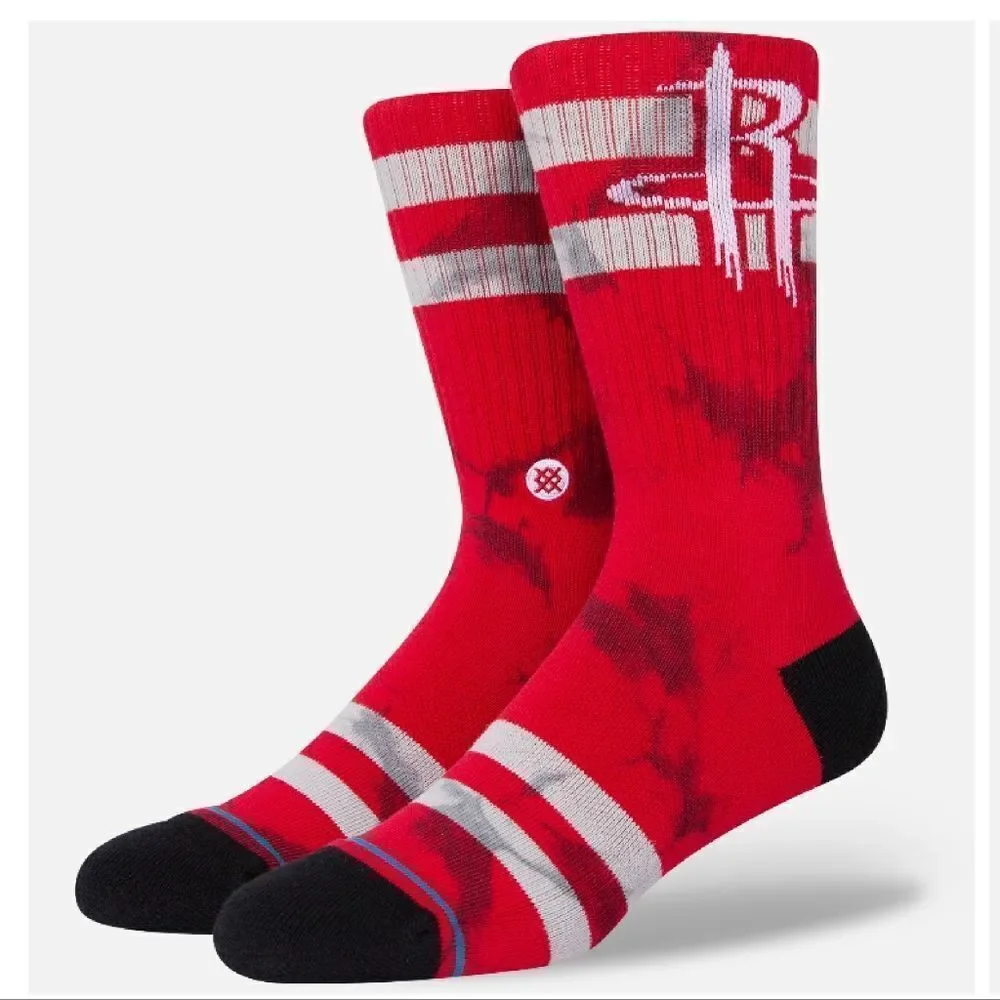 STANCE‎ Houston Rockets Red Tie Dyed Crew Socks Mens LG NWOT